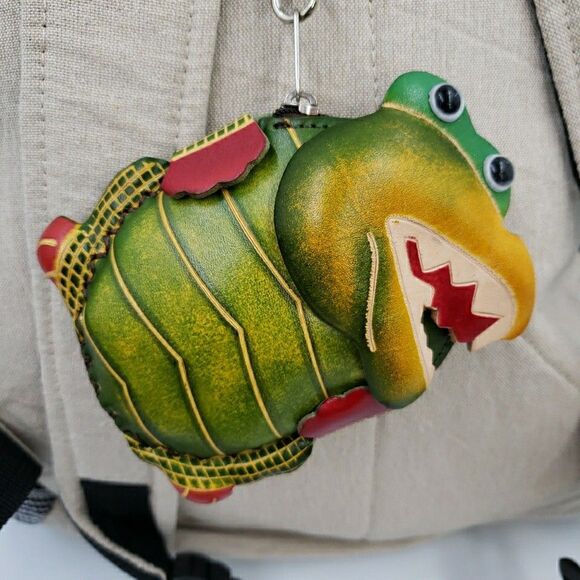 Dino Alligator Handmade Cool Reptile Gift Leather Wristlet Wallet Zip Coin Purse - Picture 1 of 12